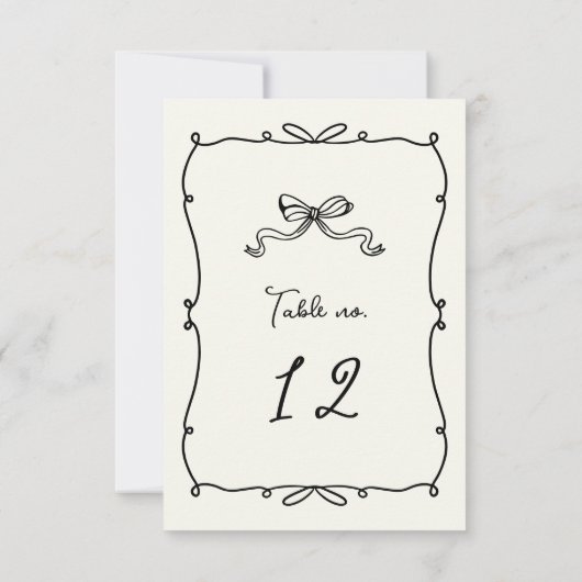 Whimsical Hand Getrokken Bogen Trouwtafel Nummer RSVP Kaartje (Achterkant)