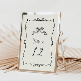 Whimsical Hand Getrokken Bogen Trouwtafel Nummer RSVP Kaartje