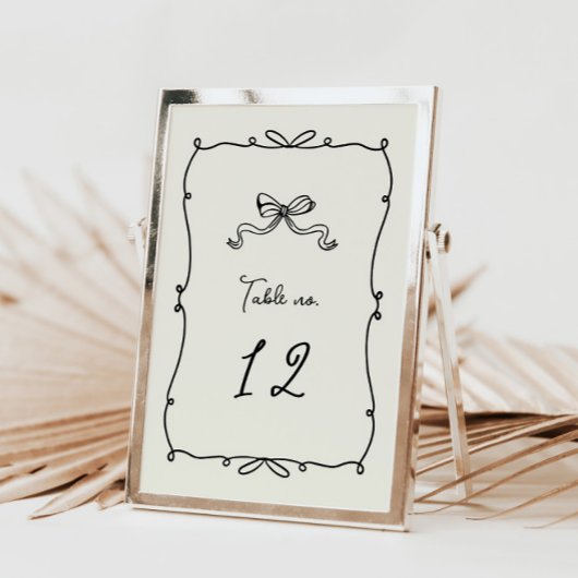 Whimsical Hand Getrokken Bogen Trouwtafel Nummer RSVP Kaartje