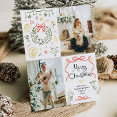 Whimsical Hand Getrokken Bogen Vrolijk Kerstmis 2  Feestdagenkaart