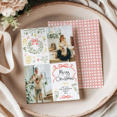 Whimsical Hand Getrokken Bogen Vrolijk Kerstmis 2 Feestdagenkaart