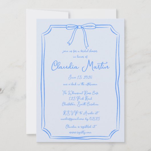 Whimsical Hand getrokken boog bruids douche uitnod Kaart (Voorkant)