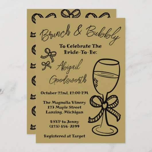 Whimsical Hand getrokken boog bruids douche uitnod Kaart (Voorkant / Achterkant)