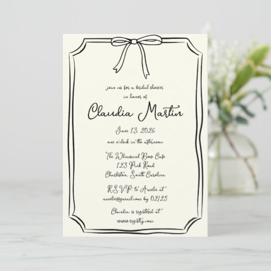 Whimsical Hand getrokken boog bruids douche uitnod Kaart (Staand voorkant)