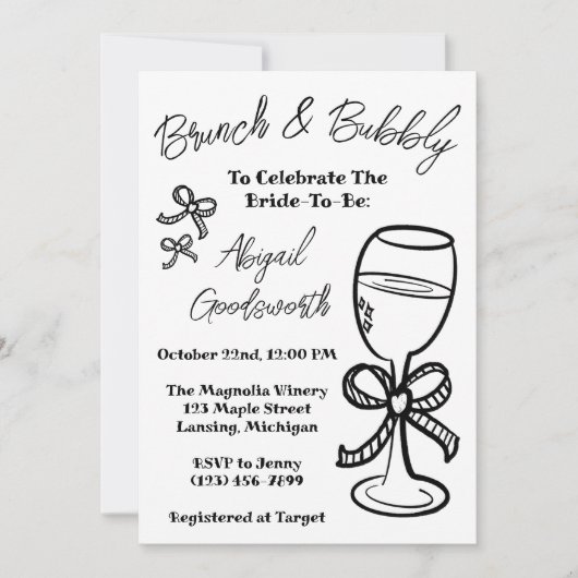 Whimsical Hand getrokken boog bruids douche uitnod Kaart (Voorkant)