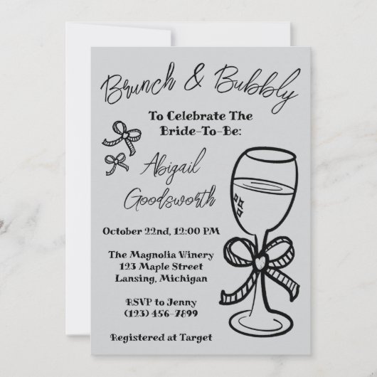 Whimsical Hand getrokken boog bruids douche uitnod Kaart (Voorkant)