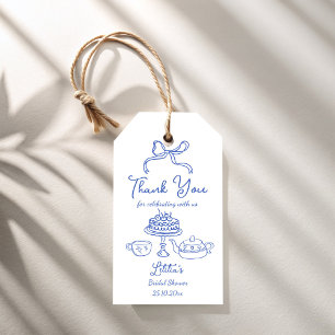 Whimsical hand getrokken boog bruids thee partij g cadeaulabel