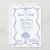 Whimsical hand getrokken boog bruids thee partij kaart (Voorkant)