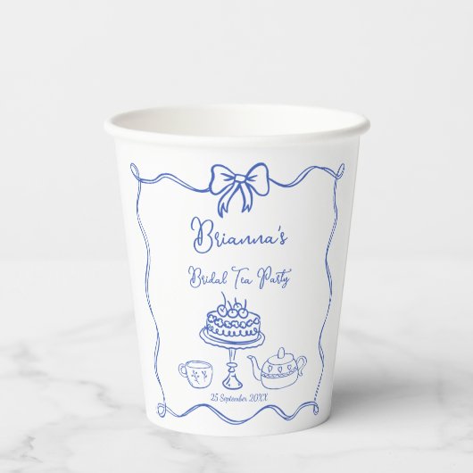 Whimsical hand getrokken boog bruids thee partij papieren bekers (Achterkant)