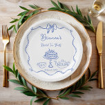 Whimsical hand getrokken boog bruids thee partij papieren bordje<br><div class="desc">Whimsical hand getrokken strik lint grens bruids theekransje gepersonaliseerde papieren borden sjabloon,  theekransje vrijgezellenfeest monogrammen papier borden,  leuke hand getrokken schets stijl theepot en theekop kersencake lint boog rand girly vrijgezellenfeest gepersonaliseerde tafel decor,  theekransje bedrukt papier borden,  moderne coquette theekransje gepersonaliseerde tafel decor,  monogrammen papier borden,  bruids theekransje</div>