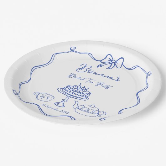 Whimsical hand getrokken boog bruids thee partij papieren bordje (Gekanteld)