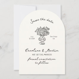 Whimsical, Hand getrokken boog bruiloft opslaan va Kaart