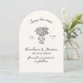 Whimsical, Hand getrokken boog bruiloft opslaan va Kaart (Staand voorkant)