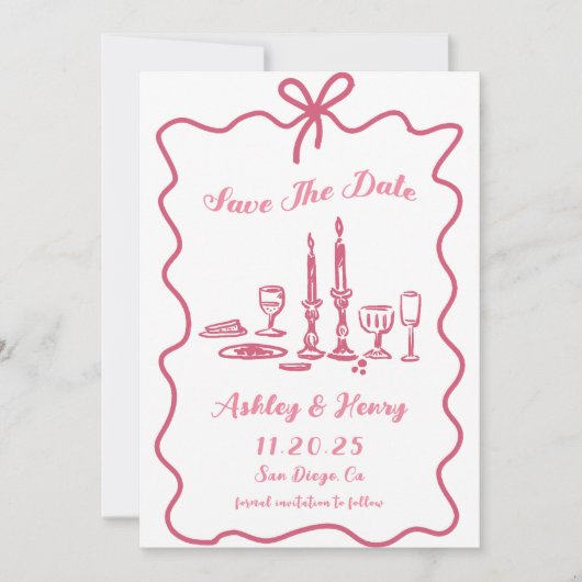 Whimsical Hand getrokken boog bruiloft Save the da Kaart (Voorkant)