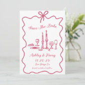 Whimsical Hand getrokken boog bruiloft Save the da Kaart (Staand voorkant)