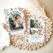 Whimsical Hand getrokken boog foto vrolijk kerstfe Feestdagenkaart