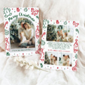 Whimsical Hand getrokken boog foto vrolijk kerstfe Feestdagenkaart