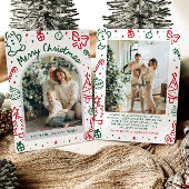 Whimsical Hand getrokken boog foto vrolijk kerstfe Feestdagenkaart