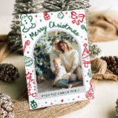Whimsical Hand getrokken boog foto vrolijk kerstfe Feestdagenkaart