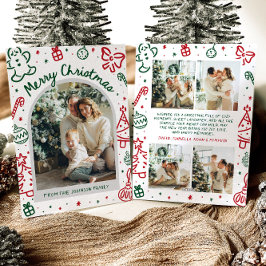 Whimsical Hand getrokken boog foto vrolijk kerstfe Feestdagenkaart