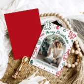 Whimsical Hand getrokken boog foto vrolijk kerstfe Feestdagenkaart