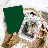 Whimsical Hand getrokken boog foto vrolijk kerstfe Feestdagenkaart