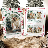 Whimsical Hand getrokken boog foto vrolijk kerstfe Feestdagenkaart