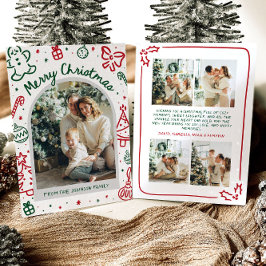 Whimsical Hand getrokken boog foto vrolijk kerstfe Feestdagenkaart