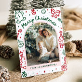 Whimsical Hand getrokken boog foto vrolijk kerstfe Feestdagenkaart