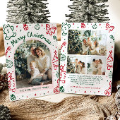 Whimsical Hand getrokken boog foto vrolijk kerstfe Feestdagenkaart