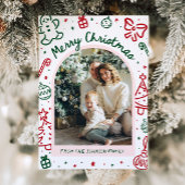 Whimsical Hand getrokken boog foto vrolijk kerstfe Feestdagenkaart