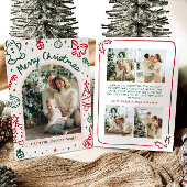 Whimsical Hand getrokken boog foto vrolijk kerstfe Feestdagenkaart