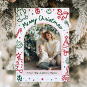 Whimsical Hand getrokken boog foto vrolijk kerstfe Feestdagenkaart