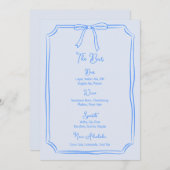 Whimsical Hand getrokken boog Girly Coquette blauw Menu (Voorkant / Achterkant)