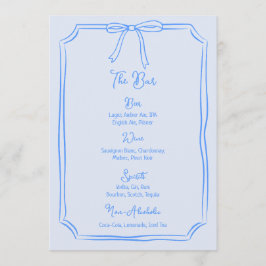 Whimsical Hand getrokken boog Girly Coquette blauw Menu
