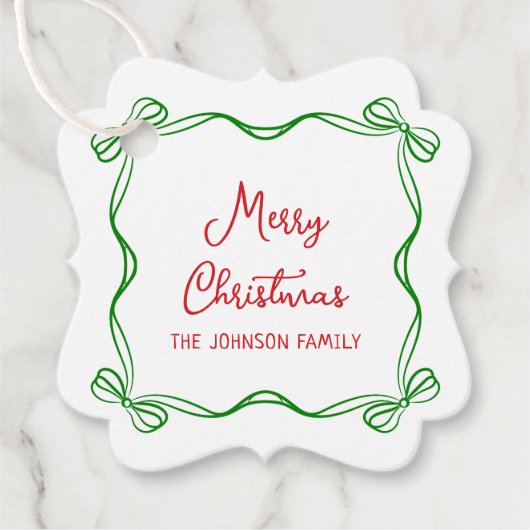 Whimsical Hand getrokken boog kerstcadeau Bedankjes Labels (Voorkant)