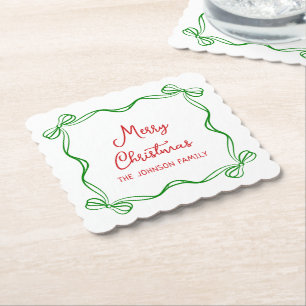 Whimsical Hand getrokken boog kerstcadeau Kartonnen Onderzetters