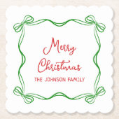 Whimsical Hand getrokken boog kerstcadeau Kartonnen Onderzetters (Voorkant)