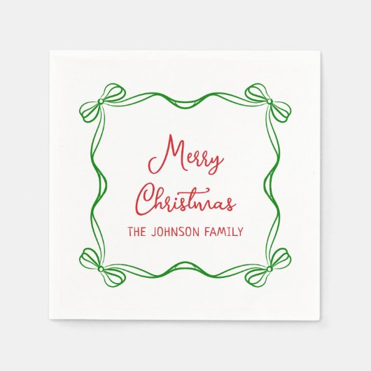 Whimsical Hand getrokken boog kerstcadeau Servet (Voorkant)