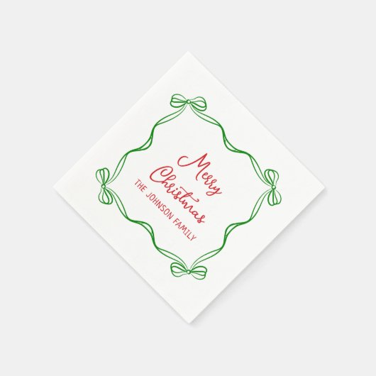 Whimsical Hand getrokken boog kerstcadeau Servet (Hoek)