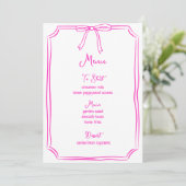 Whimsical Hand getrokken boog meisjescoquette roze Menu (Staand voorkant)