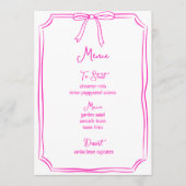 Whimsical Hand getrokken boog meisjescoquette roze Menu (Voorkant)