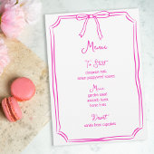 Whimsical Hand getrokken boog meisjescoquette roze Menu