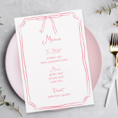 Whimsical Hand getrokken boog meisjescoquette roze Menu