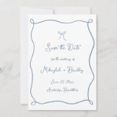 Whimsical Hand getrokken boog stoffige blauwe brui Save The Date (Voorkant)