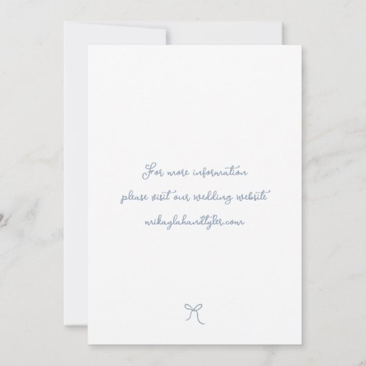 Whimsical Hand getrokken boog stoffige blauwe brui Save The Date (Achterkant)