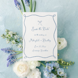 Whimsical Hand getrokken boog stoffige blauwe brui Save The Date