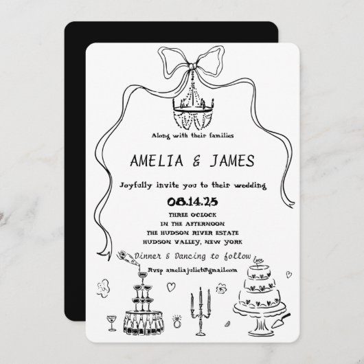 Whimsical Hand getrokken boog tekenen eigenzinnige Kaart (Voorkant / Achterkant)