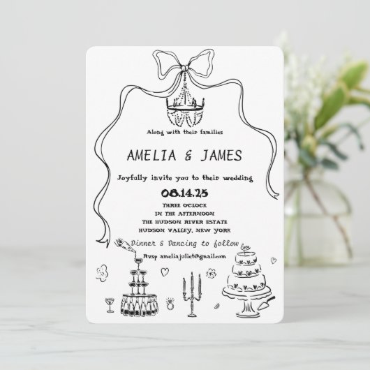 Whimsical Hand getrokken boog tekenen eigenzinnige Kaart (Staand voorkant)