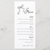 Whimsical Hand getrokken Bow Bruiloft Menu (Voorkant)